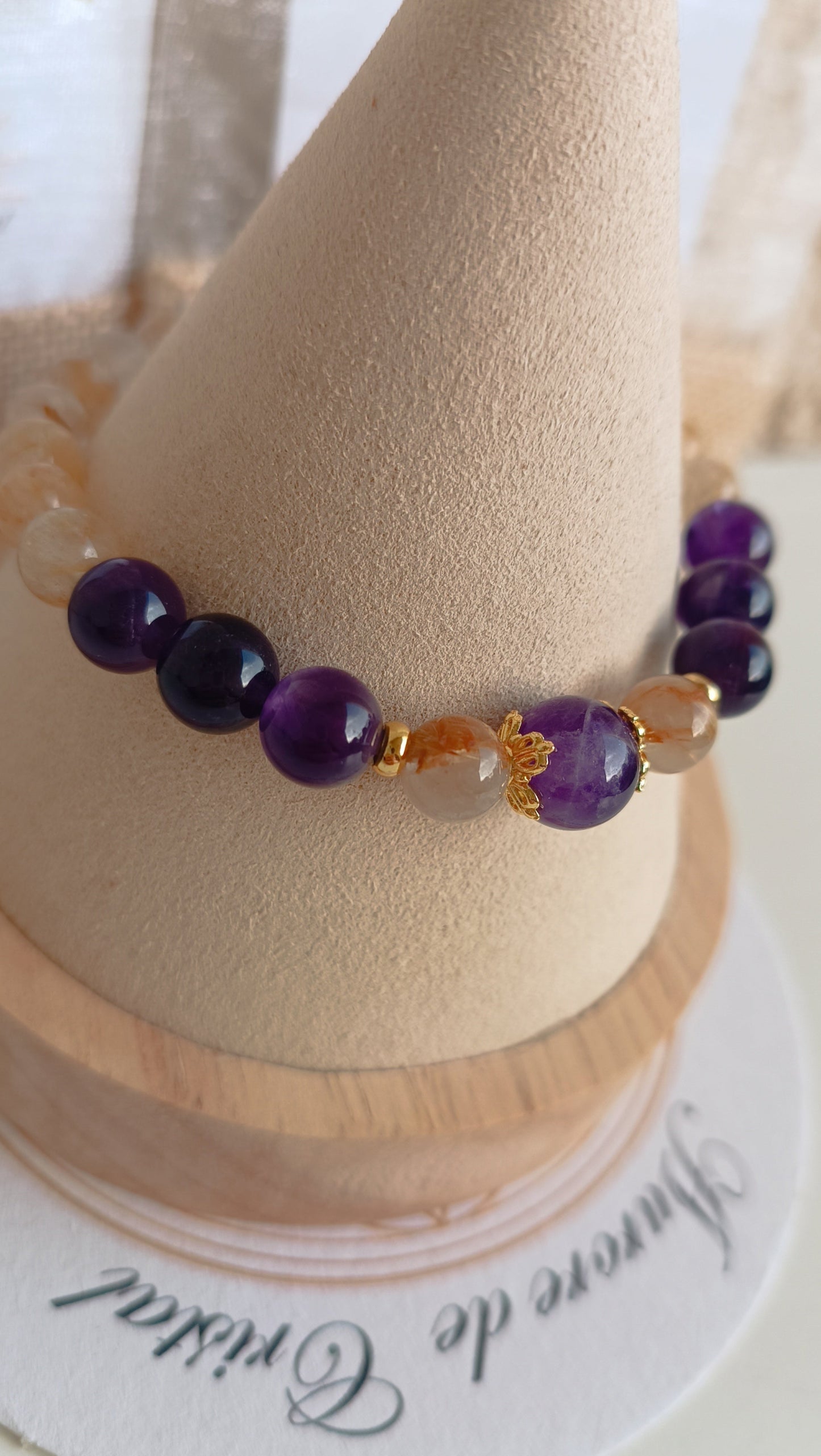 bracelet pierre naturelles améthystes quartz rutile spiritualité qualité