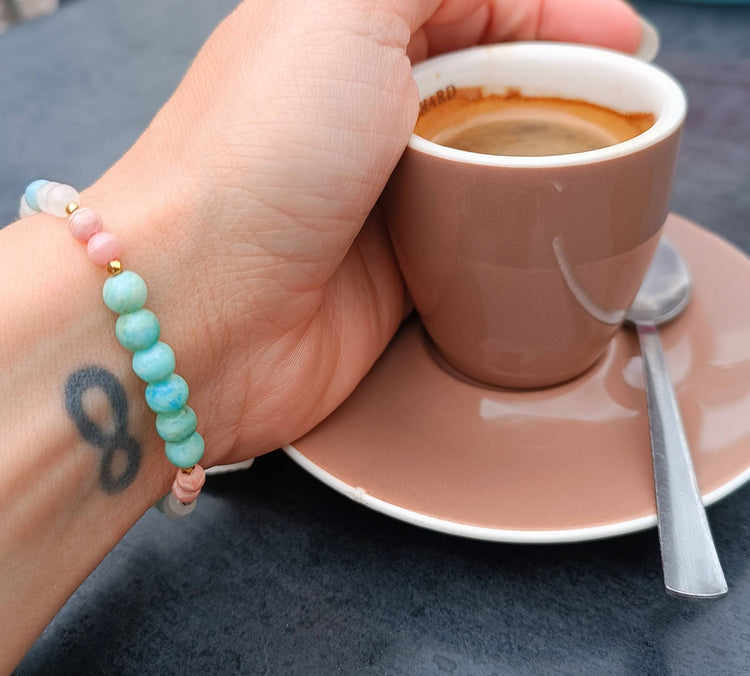 Bracelet heures miroir pierres naturelles 