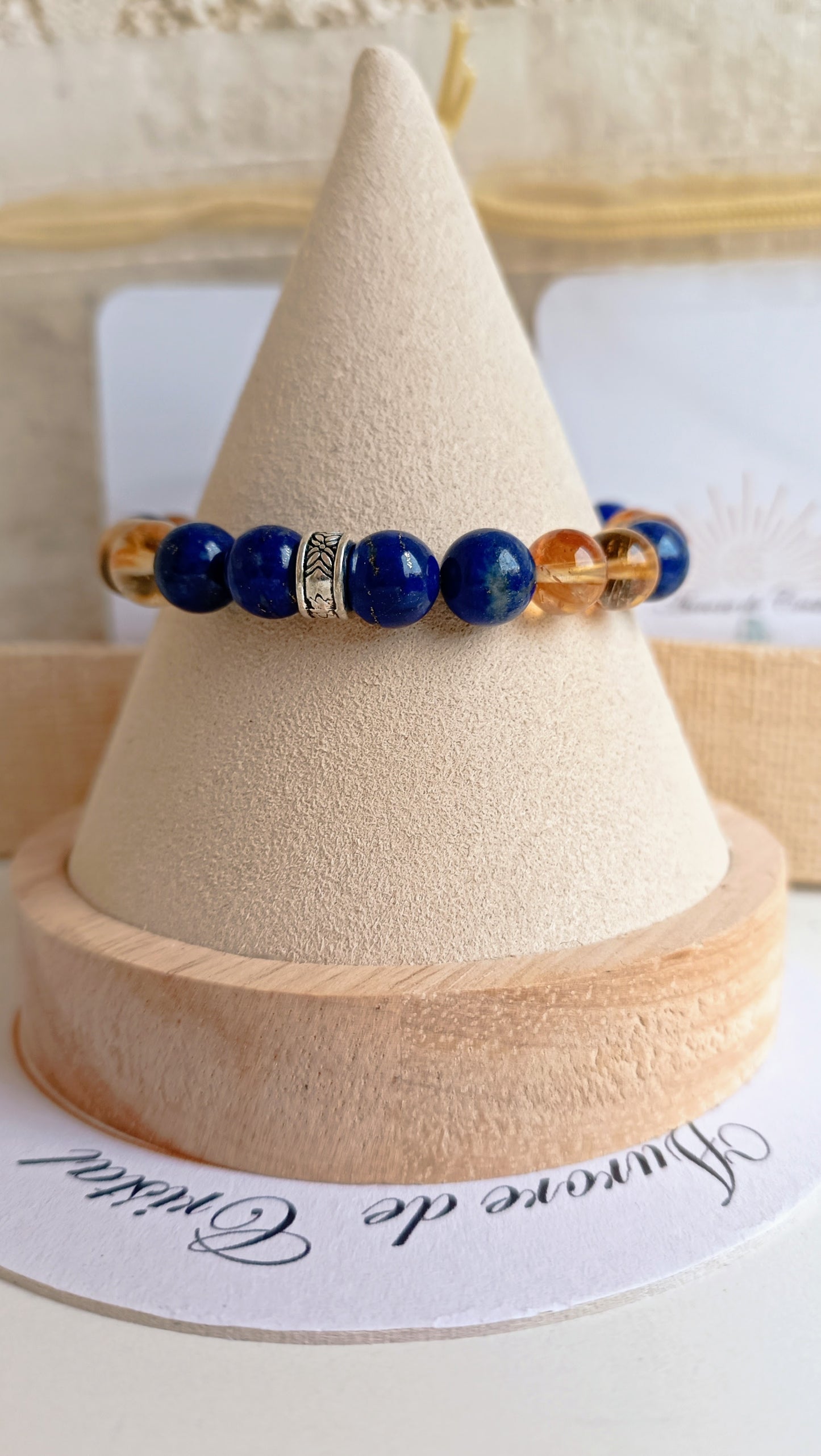 BRACELET HEURES MIROIRS 03H03 PIERRES NATURELLES AURORE DE CRISTAL LAPIS LAZULI CITRINE
