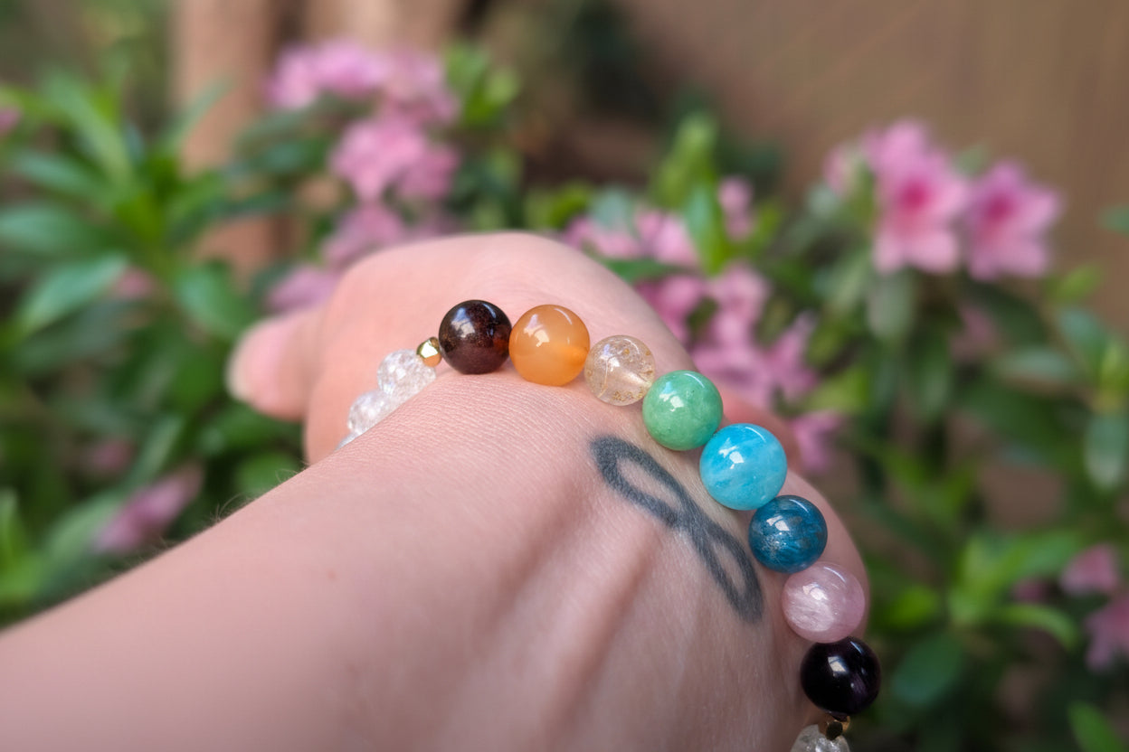 Bracelet Colibrix en pierres naturelles améthyste, amazonite et cornaline aurore de cristal 