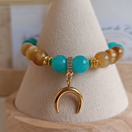 Bracelet en pierres naturelles - Œil de Tigre Doré  Amazonite auroredecristal lithothérapie