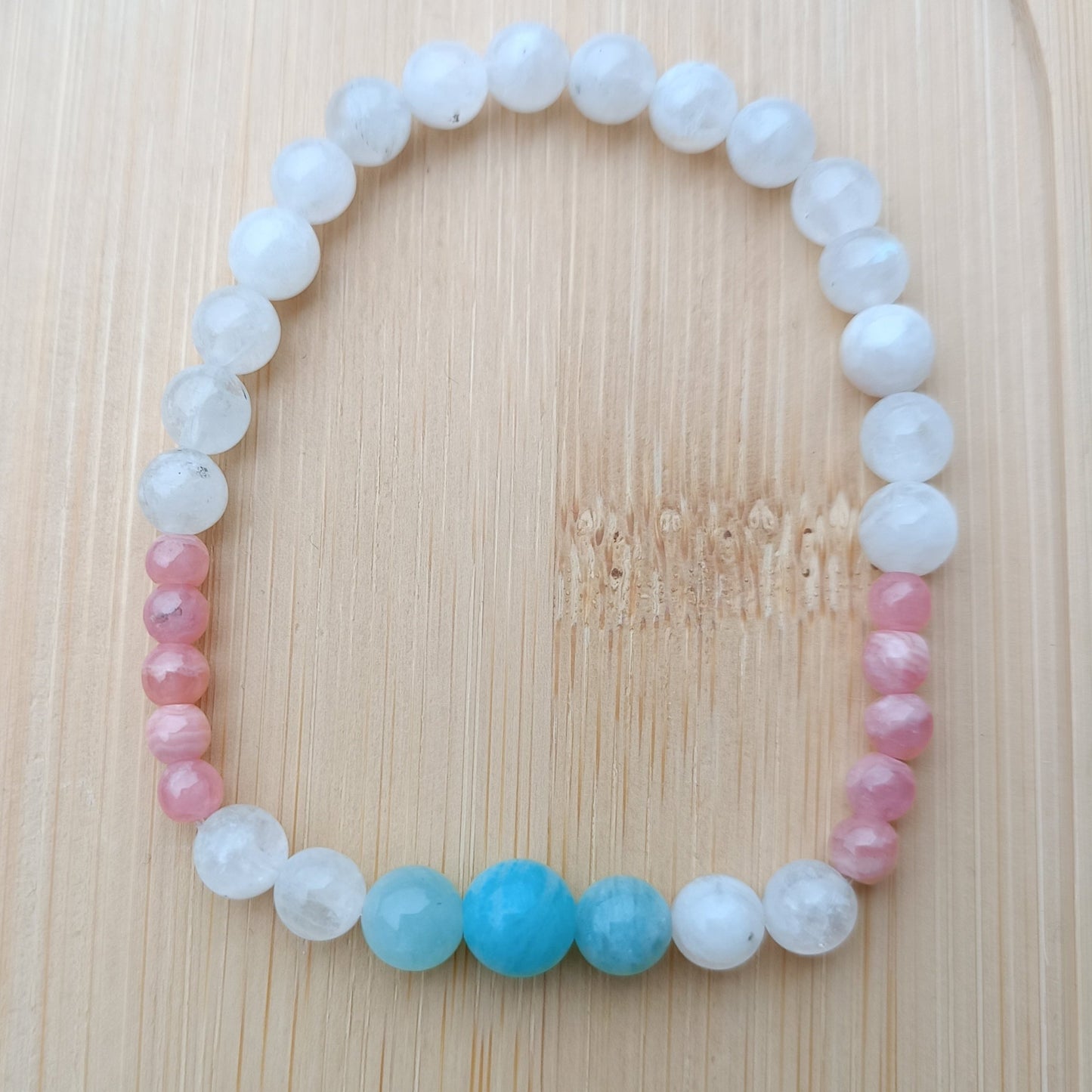 Bracelet pierre naturelles heures miroirs amazonite pierre de lune rhodochrosite auroredecristal  lithothérapie