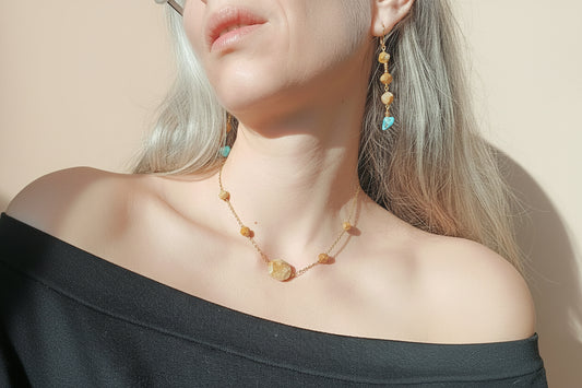 Collier - Collection PENTA - Agate Crazy Lace & Jaspe Corail