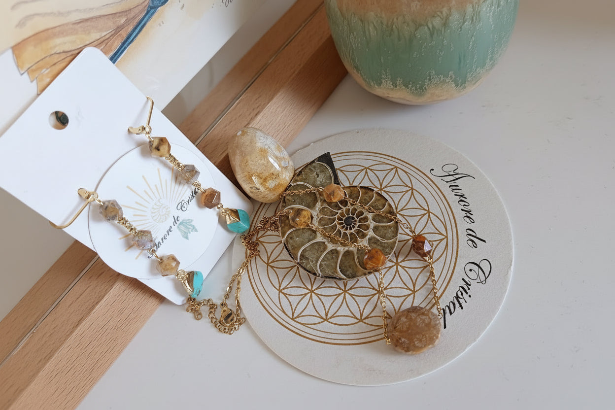 Collier - Collection PENTA - Agate Crazy Lace & Jaspe Corail
