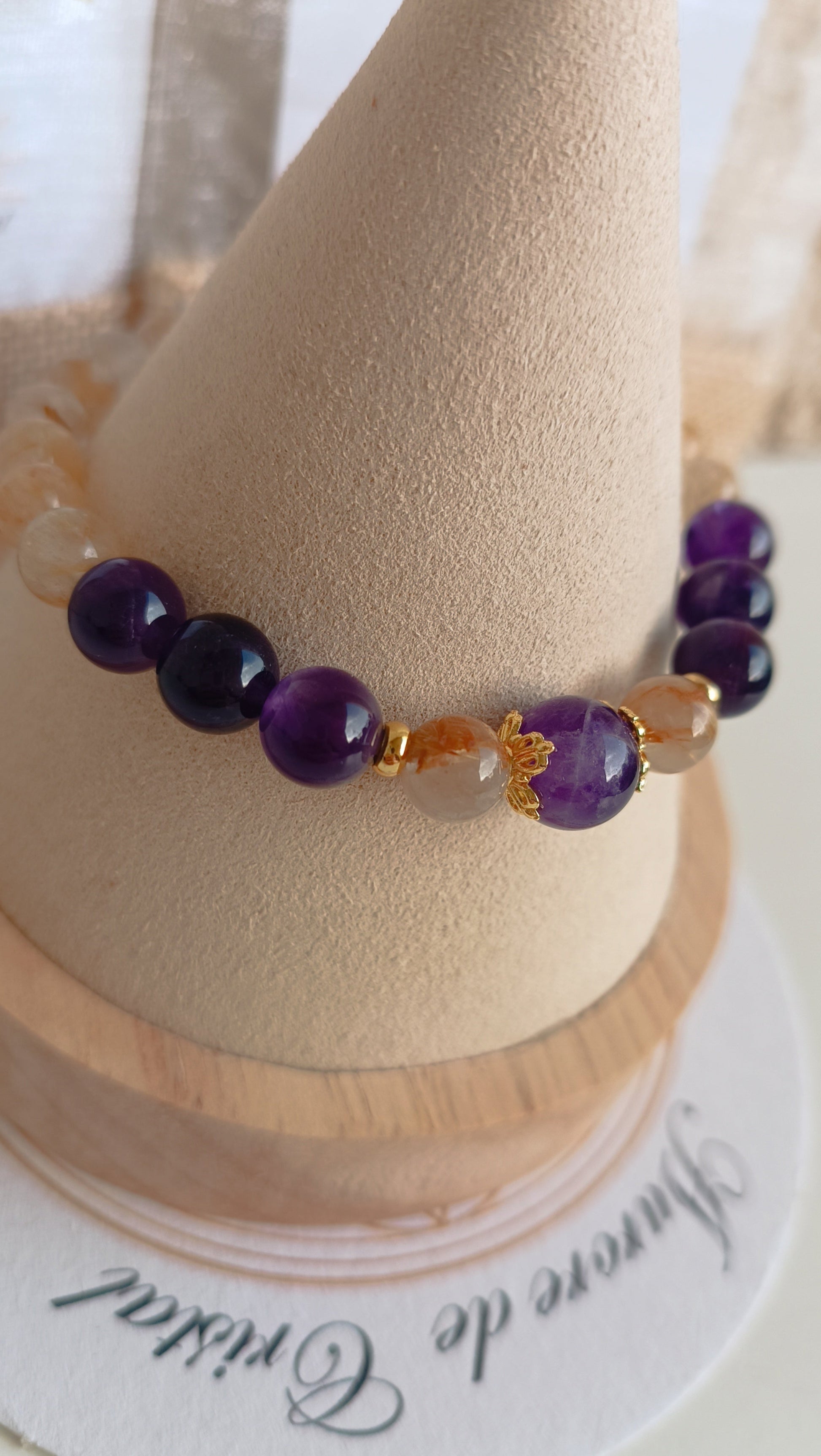 bracelet pierre naturelles améthystes quartz rutile spiritualité qualité 