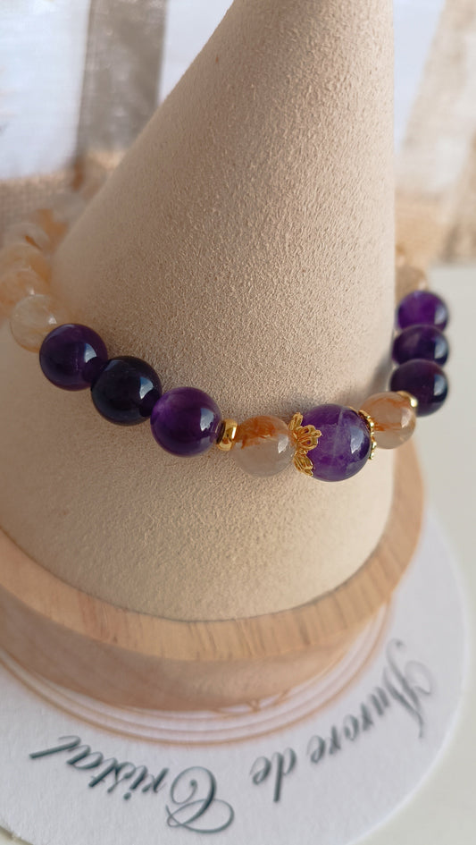 bracelet pierre naturelles améthystes quartz rutile spiritualité qualité 