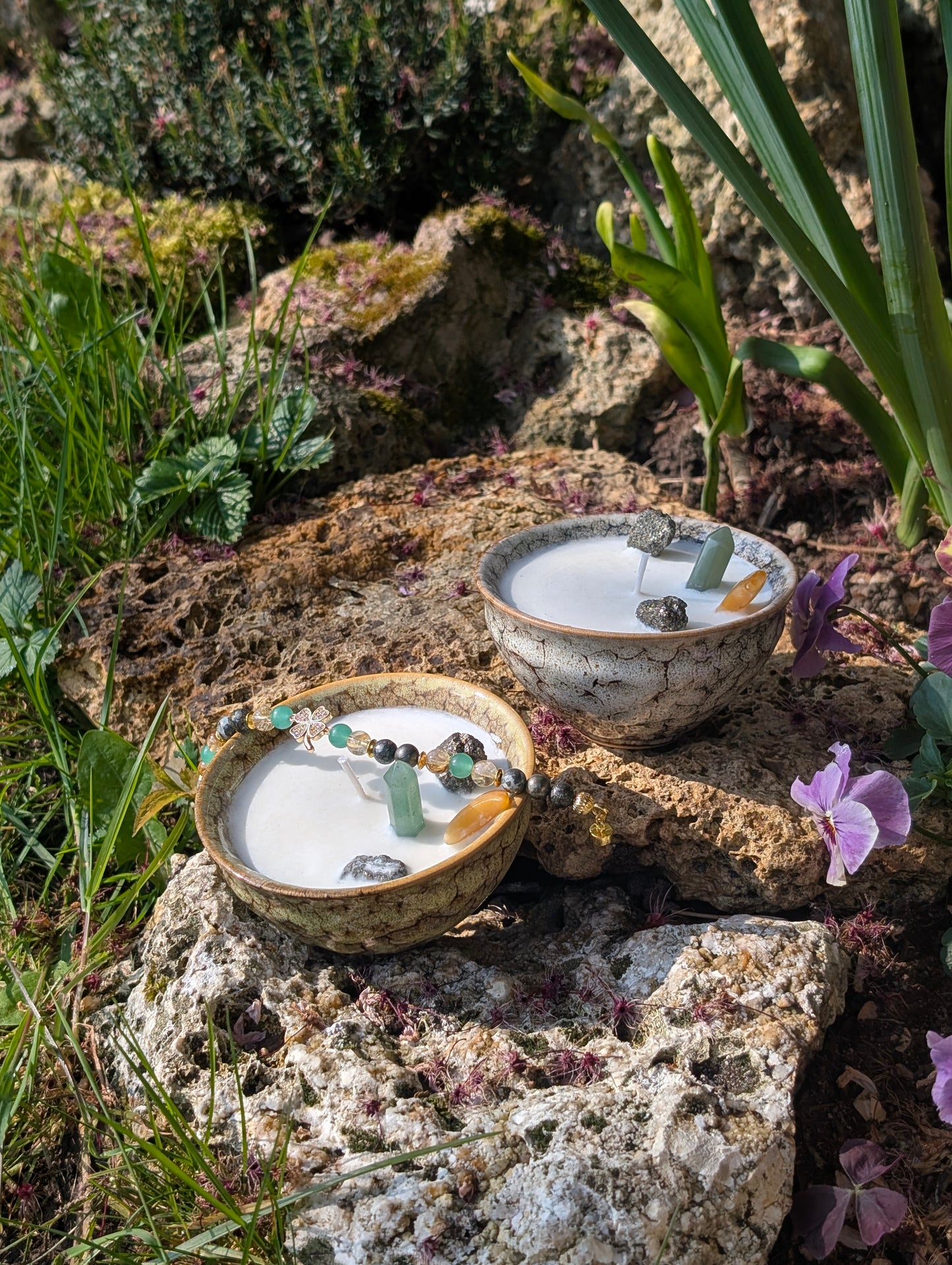 Bougies artisanales - "Abondance" - Pierre naturelles