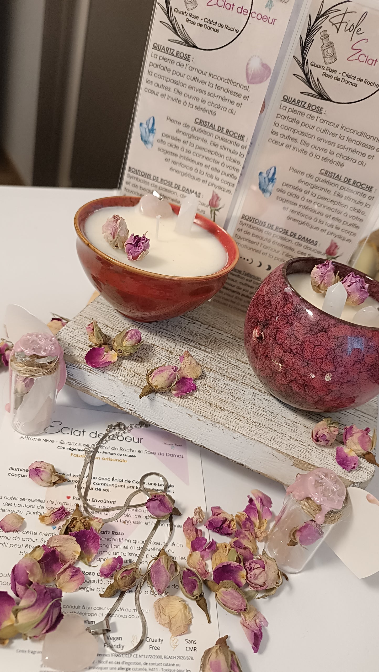 Bougies artisanales - "Éclat de coeur" - Pierre naturelles