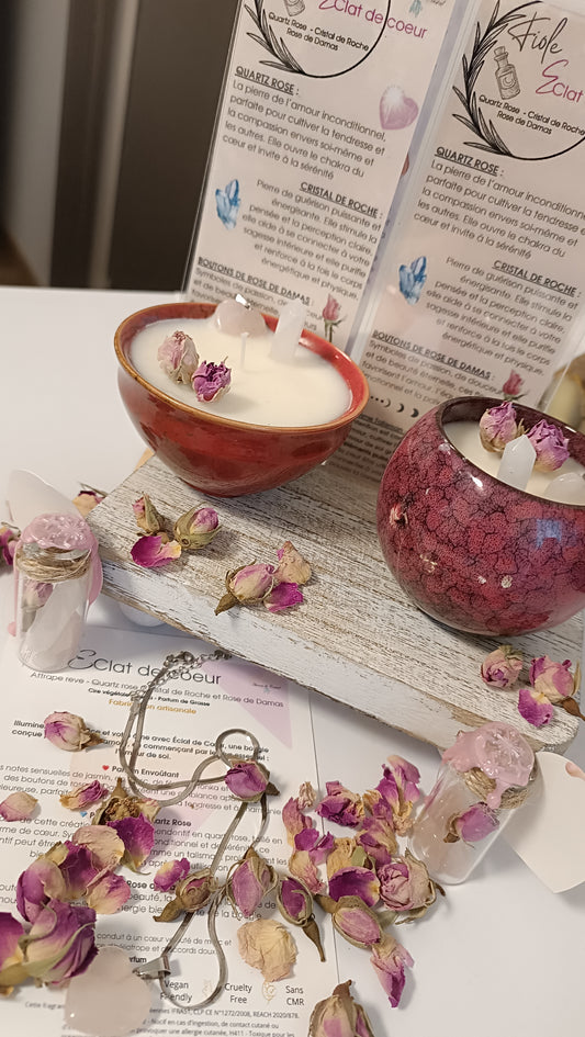 Bougies artisanales - "Éclat de coeur" - Pierre naturelles