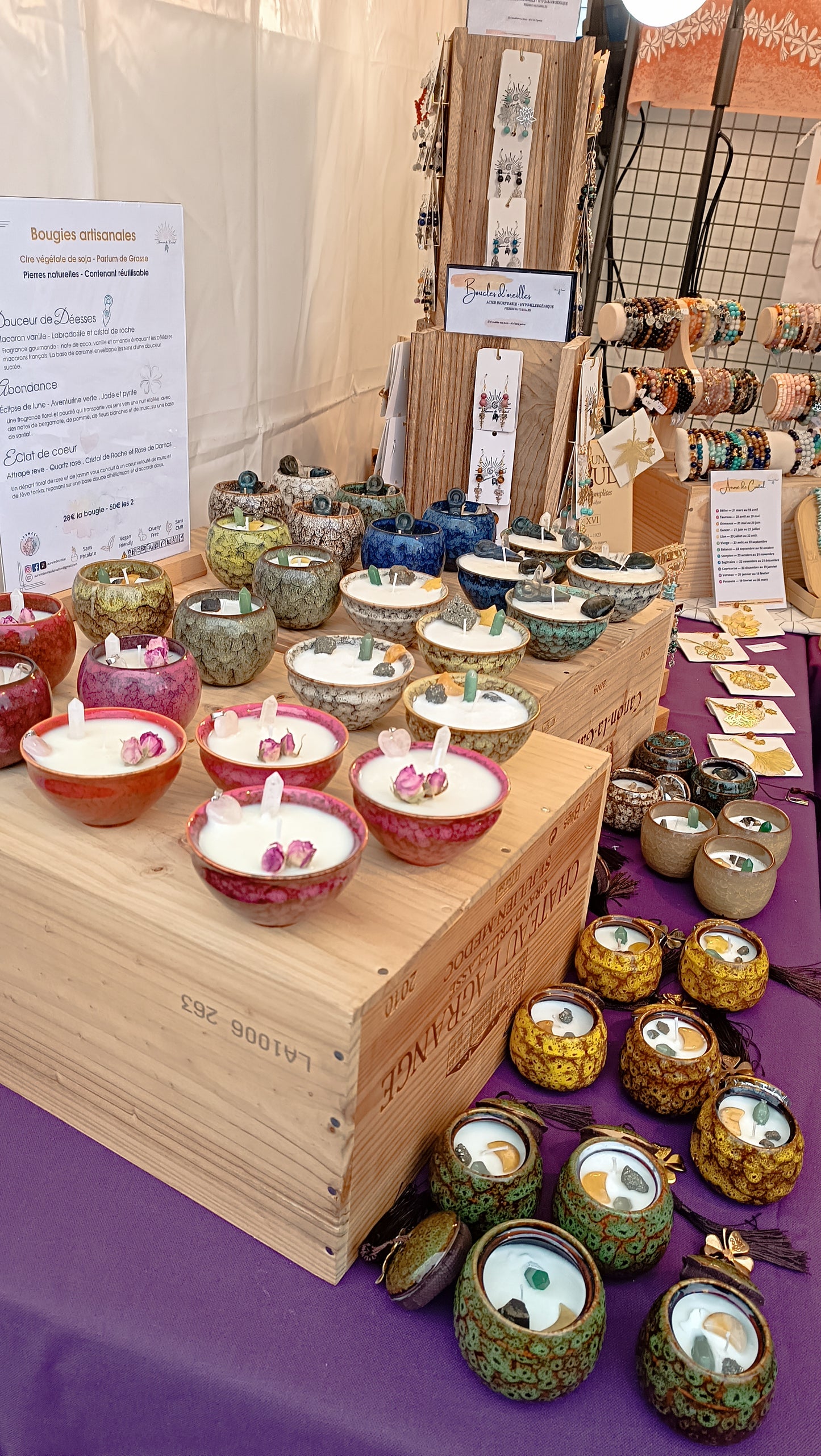 Bougies artisanales - "Éclat de coeur" - Pierre naturelles